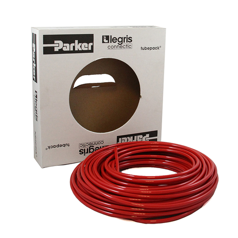 Parker Legris 6 x 4 mm red flexible polyurethane tubing on a 100-meter roll