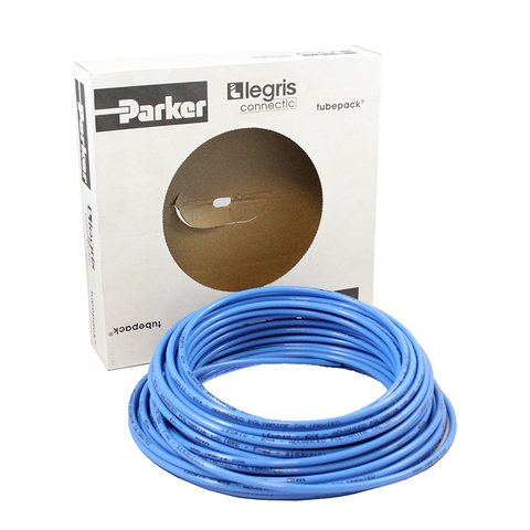 Parker Legris 12 x 8 mm blue flexible polyurethane tubing on a 100-meter roll