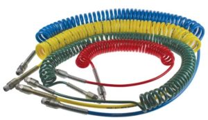 4m flexible blue spiral polyurethane tube with branch connection, Parker Legris, 6x4 G1/4" fitting
