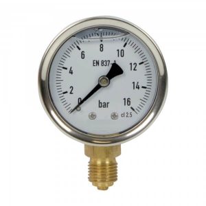 Pressure gauge 0-16 bar/psi with 1/4 BSP radial vertical connection, 63 mm dial