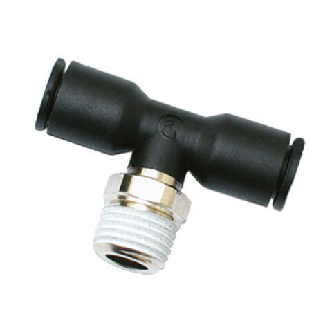 Instant pneumatic tee fitting, for 6 mm x 1/4" BSPT-M tubing